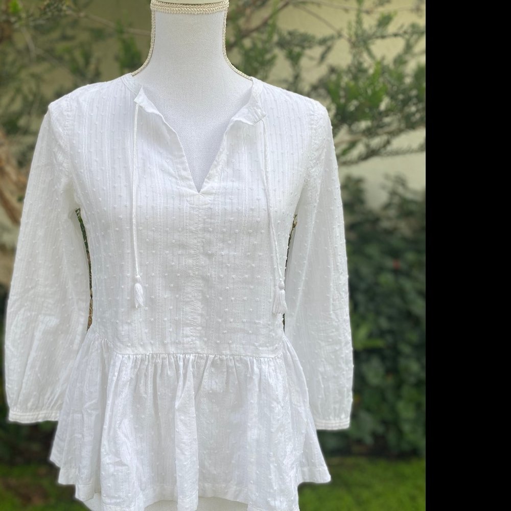 XS J. Crew White Cotton Tunic Shirt